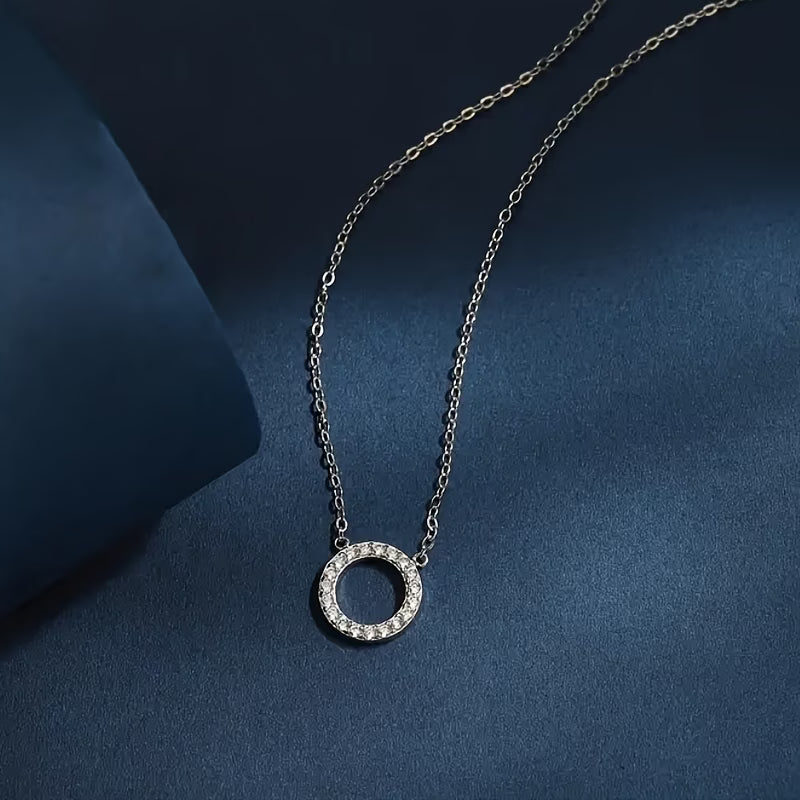 Collier Pendentif Rond en Zircone
