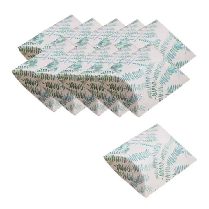 Lot de 10 berlingots blanc oreillers boites cadeaux motif feuilles
