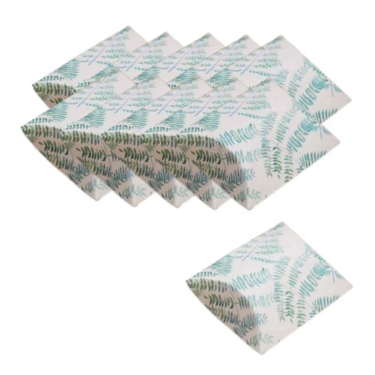 Lot de 10 berlingots blanc oreillers boites cadeaux motif feuilles