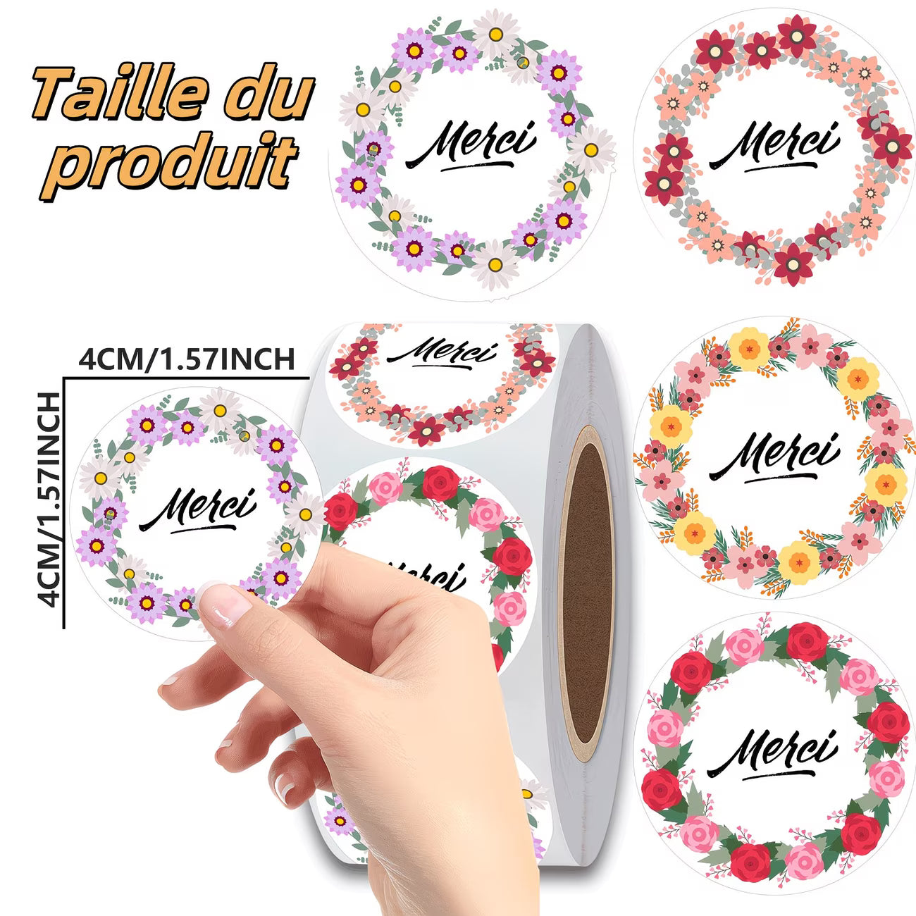 200pcs Autocollants "Merci"