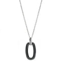 Collier acier céramique pour femme - Cercle ovale noir