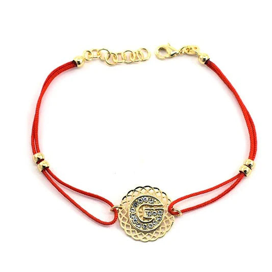 Bracelet pour femme - Couleur doré - Cordon rouge