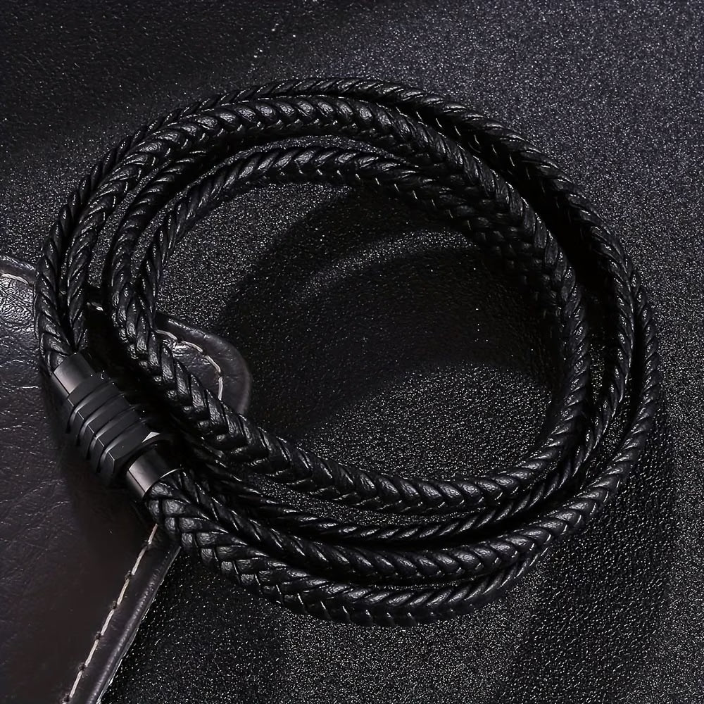Bracelet jonc double brin en cuir
