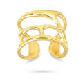 Bague acier inoxydable réglable large doré à l'or fin