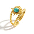 Bagues pour femme soleil acier inoxydable doré pierre naturelle turquoise