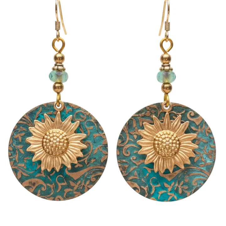 Boucles d'oreilles fantaisie métal ronde avec soleil