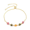 Bracelet pour femme doré à l'or fin avec pierres tourmaline naturelles