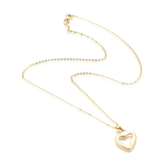 Collier acier inoxydable chaîne et pendentif Cœur ajouré