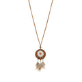 Collier fantaisie - style bohème bois et métal attrape rèves