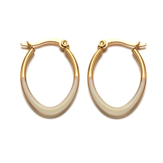 Boucles d'oreilles femme en acier inoxydable Créoles dorées émaillés