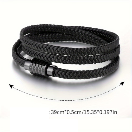 Bracelet jonc double brin en cuir