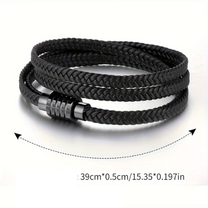 Bracelet jonc double brin en cuir