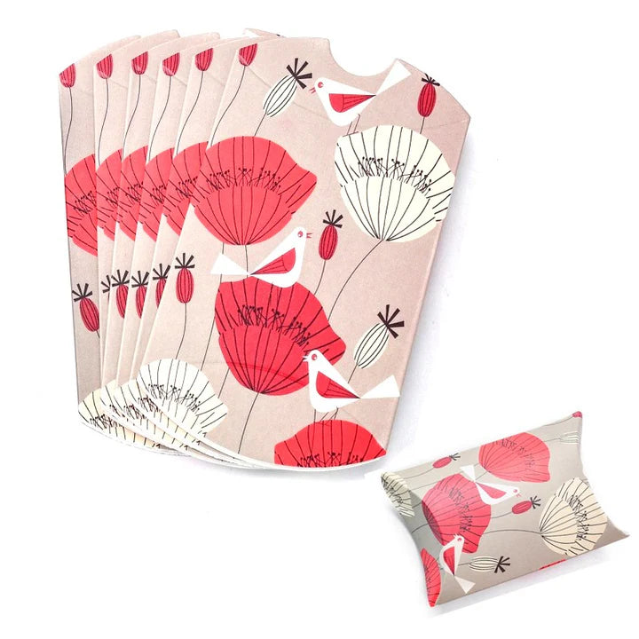 Lot de 10 berlingots oreillers boites cadeaux motif coquelicots