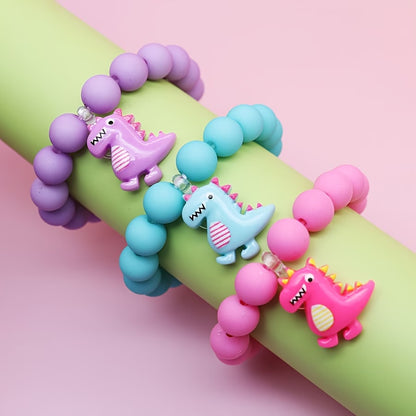 3 pcs. Bracelets colorés en perles dinosaure