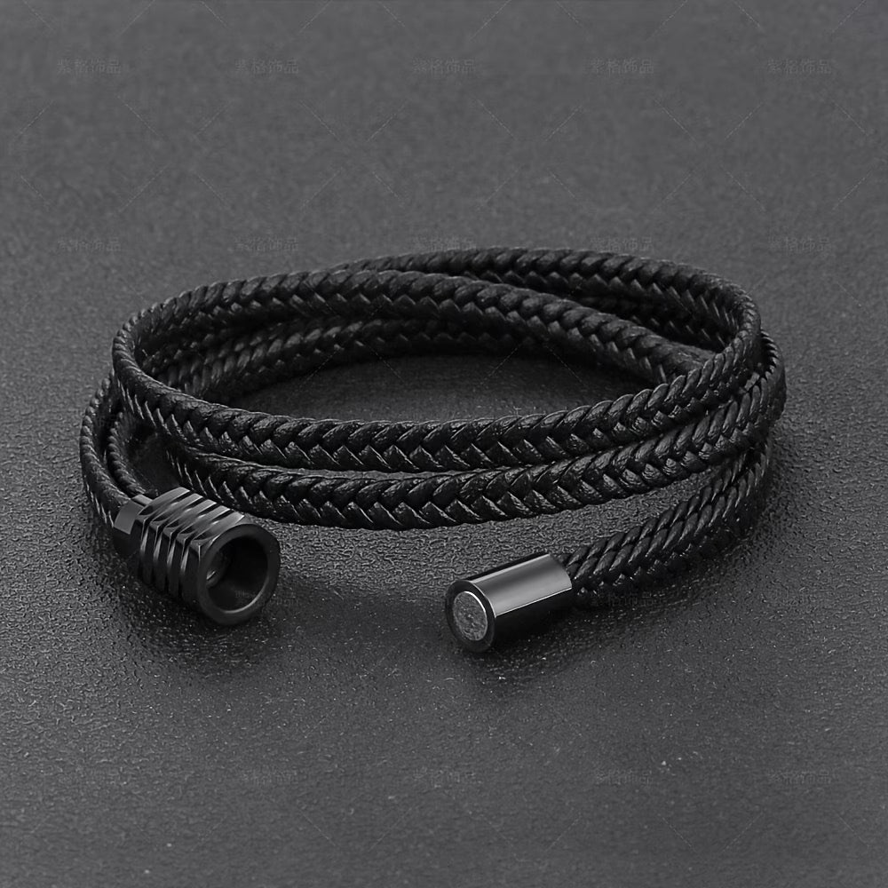 Bracelet jonc double brin en cuir