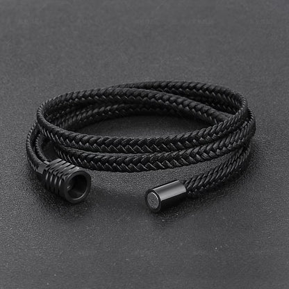 Bracelet jonc double brin en cuir
