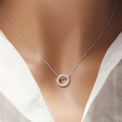 Collier Pendentif Rond en Zircone