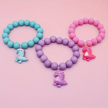 3 pcs. Bracelets colorés en perles dinosaure